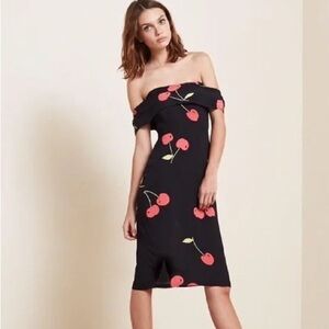 Reformation off the shoulder cherry black dress XS